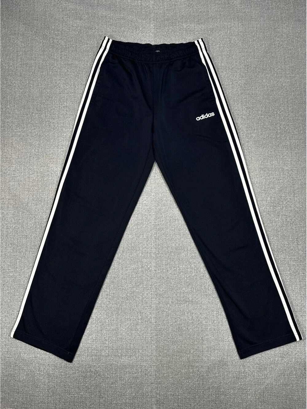 Adidas Pants Mens Medium Black 3 Stripe Track Athletic Joggers Training Soccer